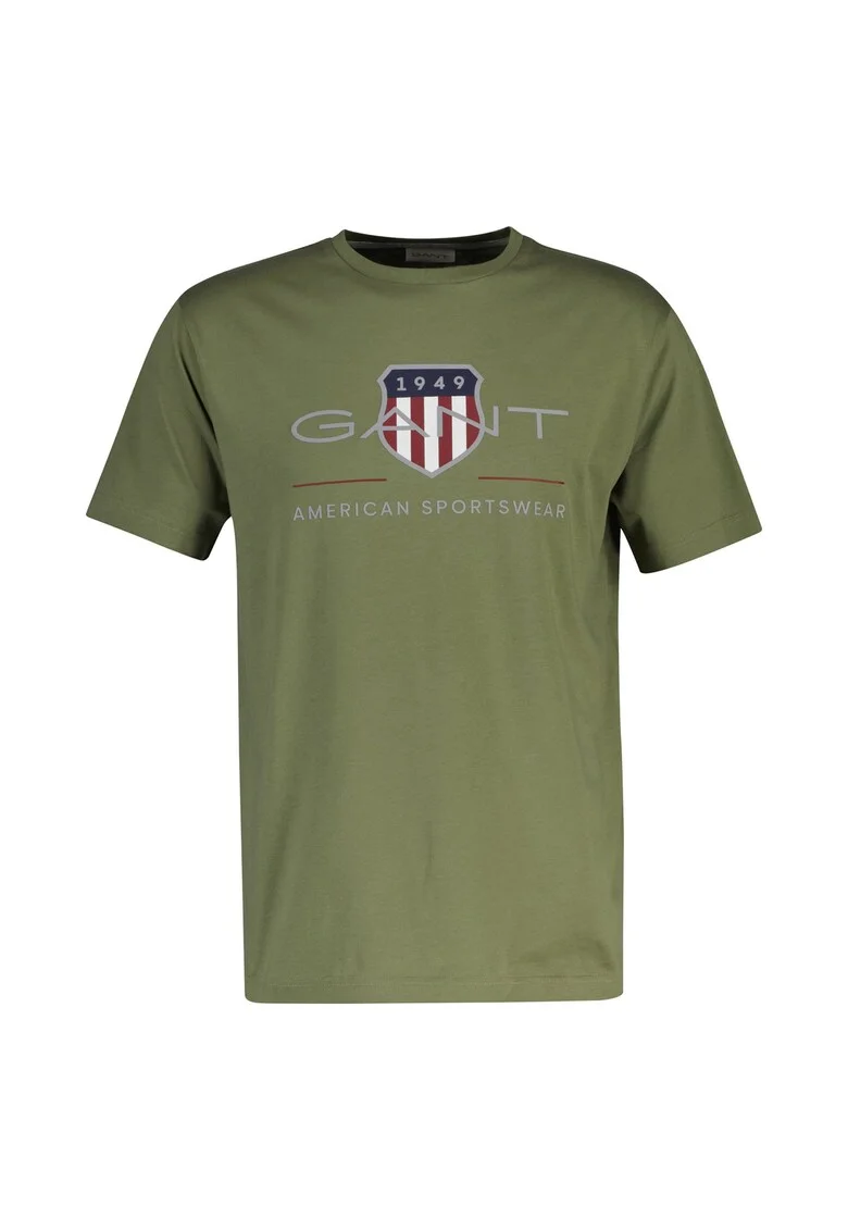 Tricou regular fit cu imprimeu logo Archive Shield, Verde feriga