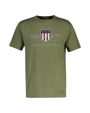 Tricou regular fit cu imprimeu logo Archive Shield, Verde feriga