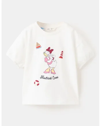 Tricou cu imprimeu Daisy Duck, Rosu/Roz pastel/Alb murdar