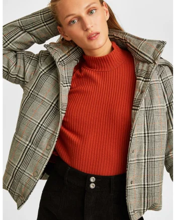 Jacheta cu model in carouri si capse, Gri