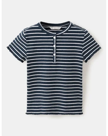 Tricou regular fit cu dungi, Albastru ultramarin/Alb murdar