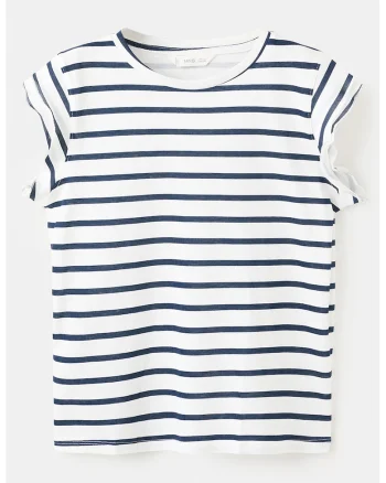 Tricou regular fit cu dungi, Albastru inchis/Alb murdar