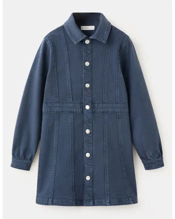 Rochie din denim cu guler, Bleumarin