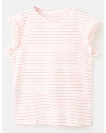 Tricou regular fit cu dungi, Roz pastel/Alb murdar