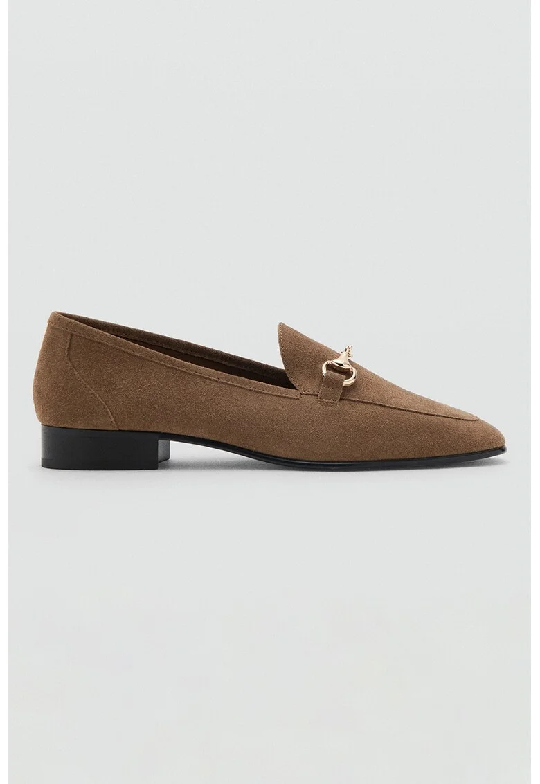 Pantofi loafer de piele intoarsa, Maro pamantiu