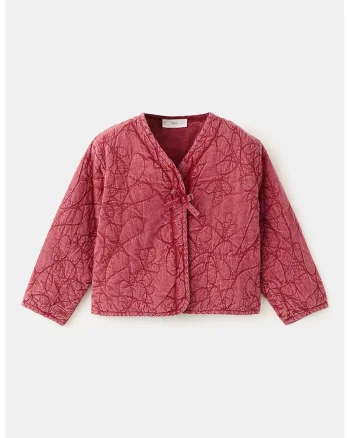 Jacheta matlasata cu decolteu in V si broderie, Coral