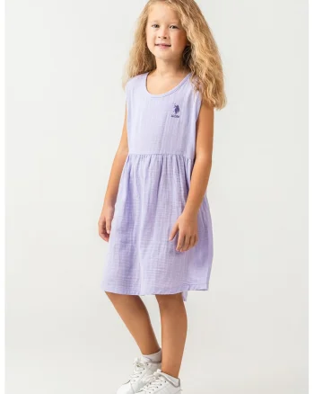 Rochie cu broderie logo discreta Muslin, Lila