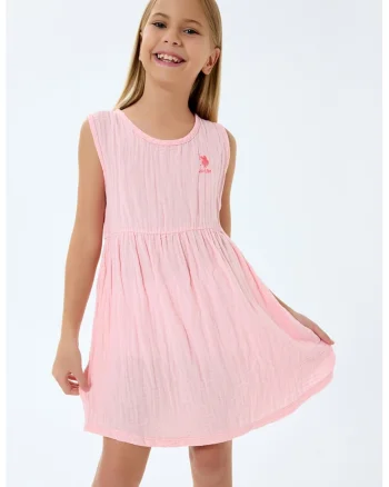 Rochie cu broderie logo discreta Muslin, Roz pastel