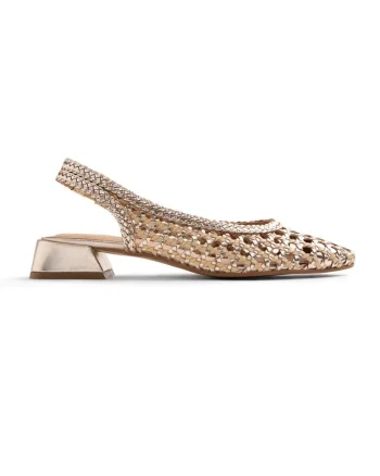 Pantofi slingback de piele cu aspect impletit Hondslow, Auriu platinat