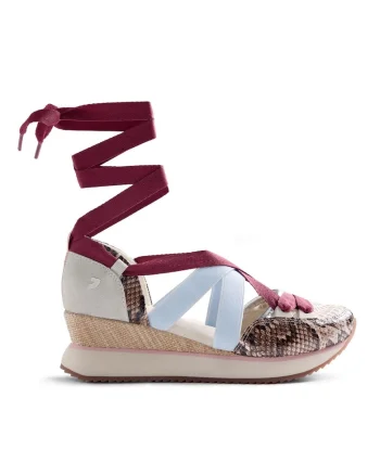 Pantofi sport Desinic wedge cu animal print, Bej/Albastru deschis