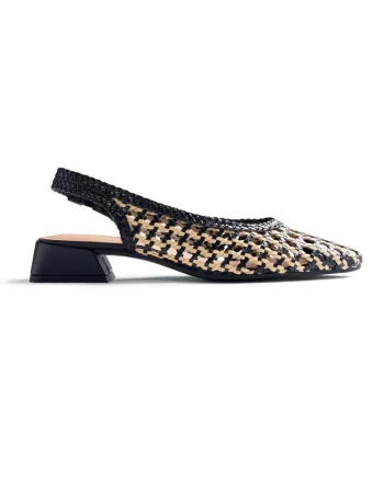 Pantofi slingback de piele cu aspect impletit Hondslow, Negru