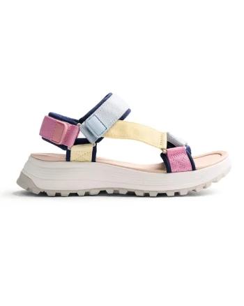 Sandale wedge cu velcro Mazuri, Roz/Albastru deschis