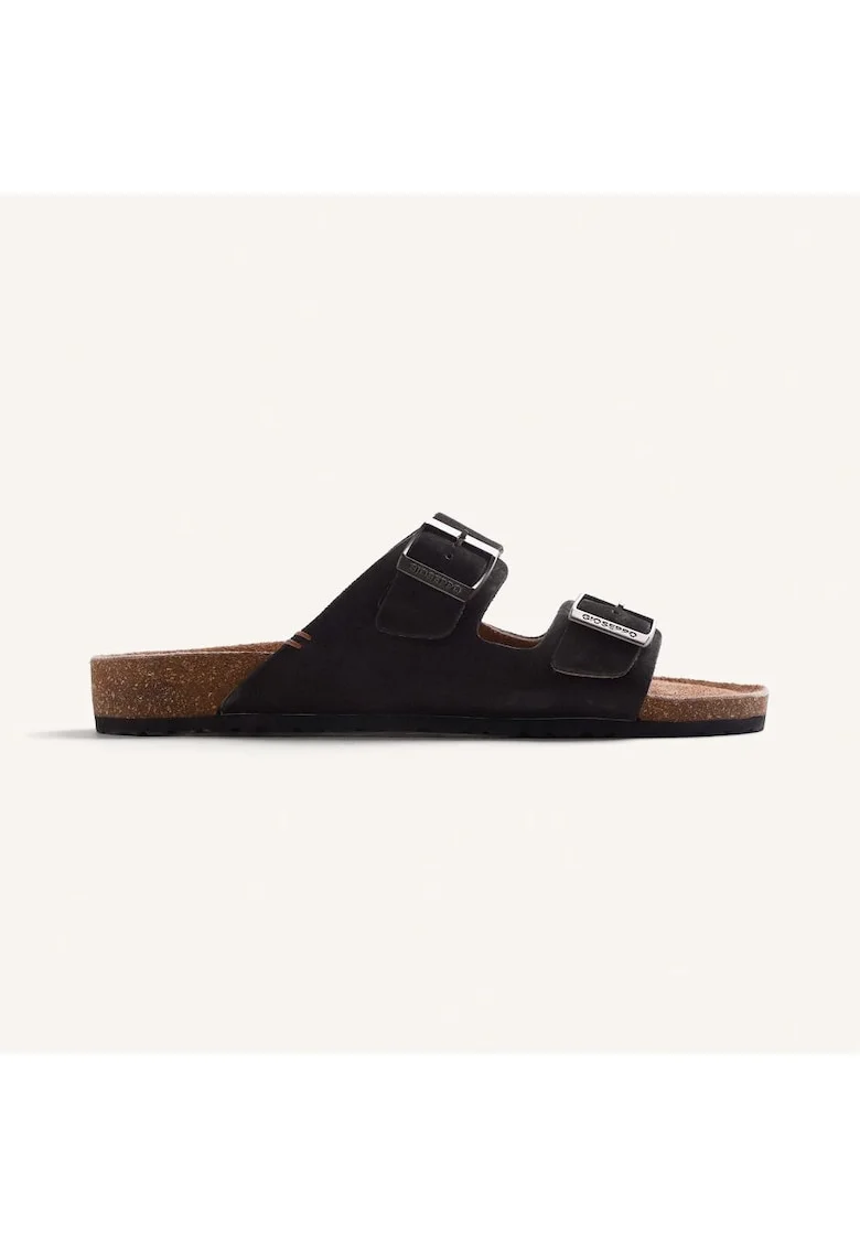 Papuci din piele intoarsa Musoma, Negru