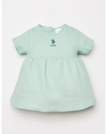 Rochie evazata din bumbac, Verde menta