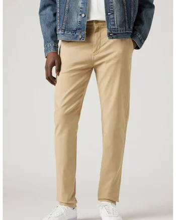 Pantaloni chino slim fit cu croiala conica, Bej