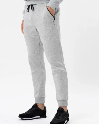 Pantaloni de trening conici, cu buzunare si fermoar,  N-Baso, gri deschis, Gri deschis melange