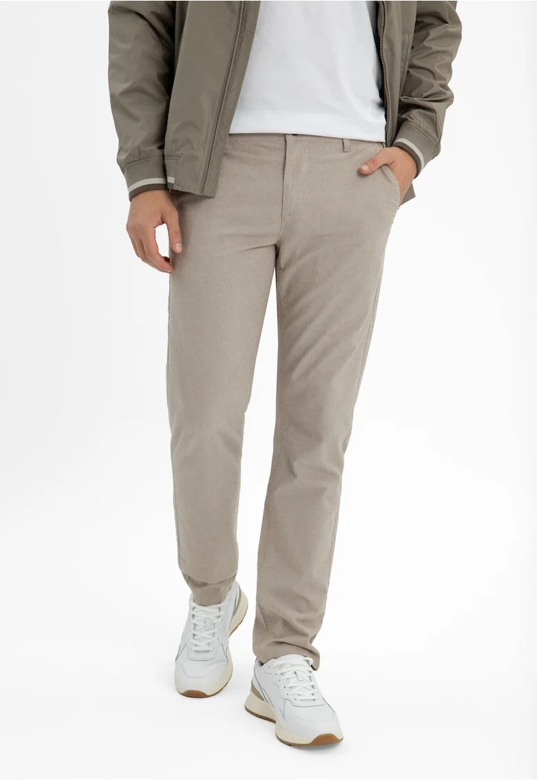 Pantaloni chino din bumbac barbati, cu model fin, Regular Fit,  R-Monter, bej, Bej