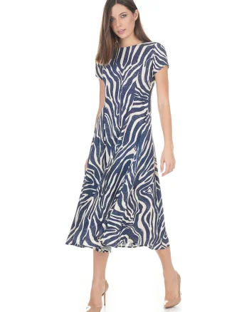 Rochie midi evazata cu imprimeu