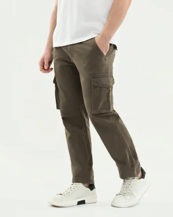 Pantaloni cargo din bumbac, sapte buzunare, Comfort Fit,  R-Hampter, verde masliniu, Verde masliniu