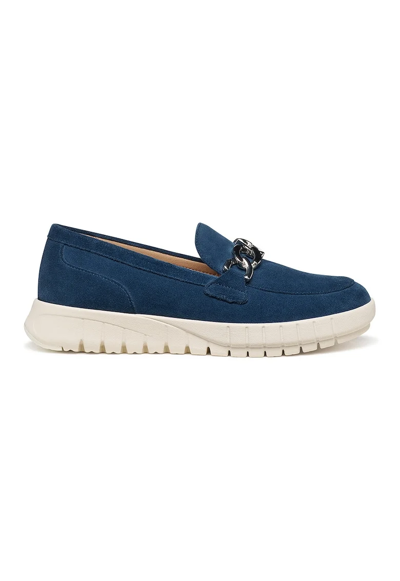 Pantofi loafer din piele intoarsa cu talpa wedge Flextride, Bleumarin