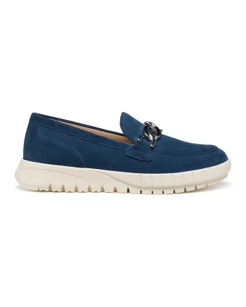 Pantofi loafer din piele intoarsa cu talpa wedge Flextride, Bleumarin