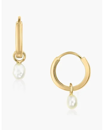 Cercei placati cu aur de 14K decorati cu perle naturale, Auriu