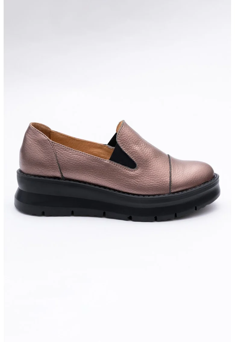 Pantofi din piele cu aspect metalizat, Roz inchis