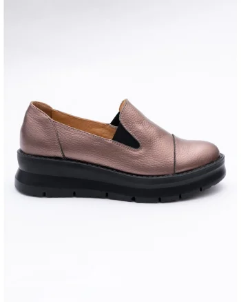 Pantofi din piele cu aspect metalizat, Roz inchis
