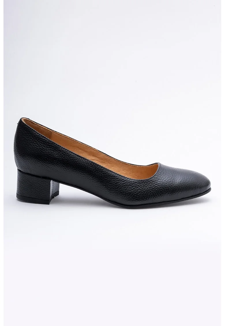 Pantofi din piele cu toc masiv, Negru
