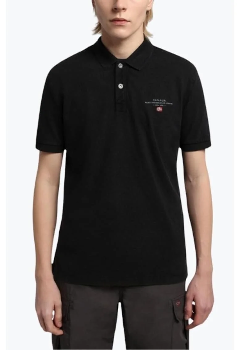 Tricou polo barbati din bumbac Elbas cu croiala Regular Fit,, Negru