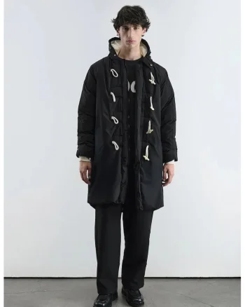 Geaca puffer barbati,  cu gluga si buzunare, neagra, poliester