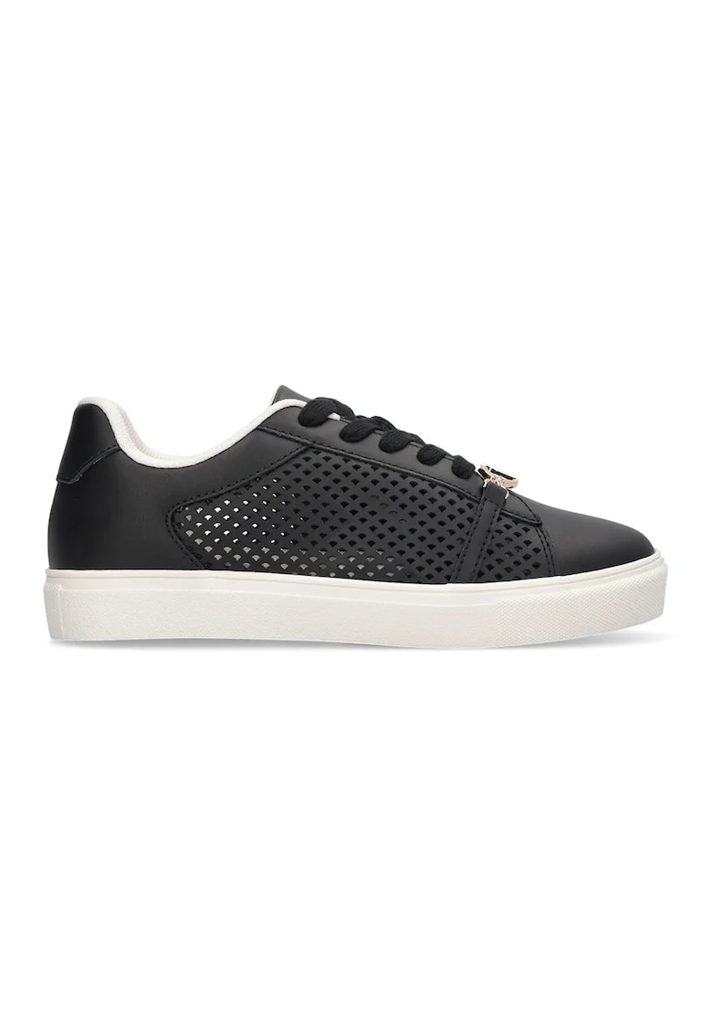 Pantofi sport din piele cu detalii cu perforatii, Negru