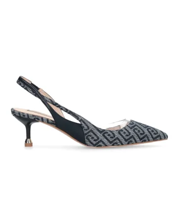 Pantofi cu toc kitten, Alb murdar/Bleumarin