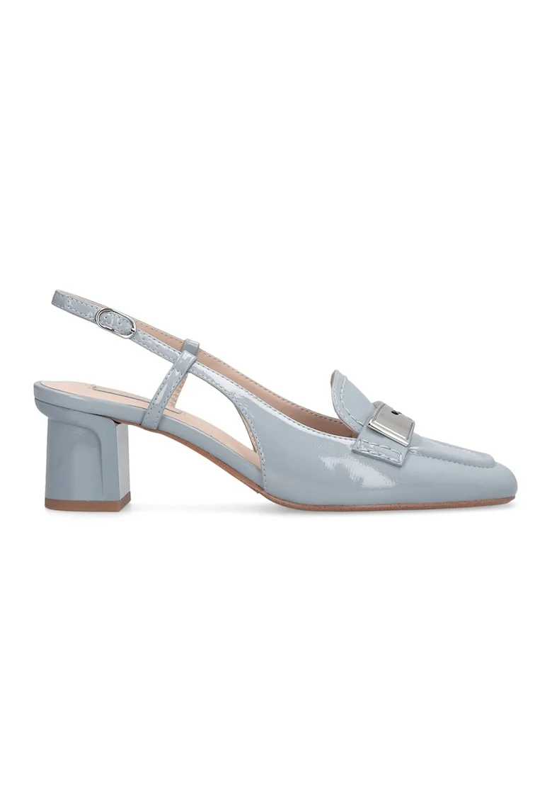 Pantofi slingback din piele ecologica, Albastru prafuit/Argintiu