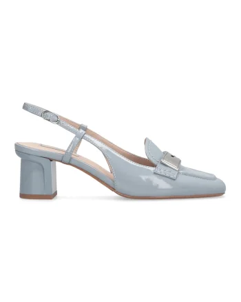 Pantofi slingback din piele ecologica, Albastru prafuit/Argintiu