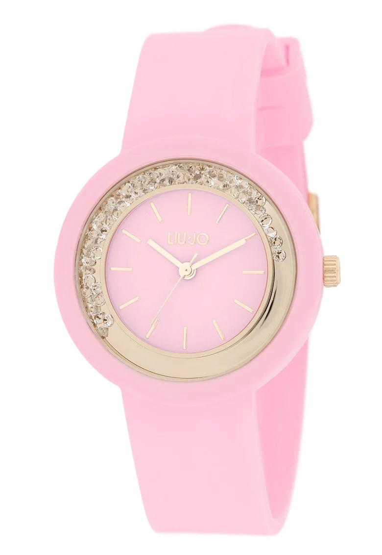 Ceas quartz decorat cu cristale, Roz