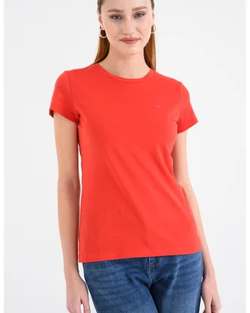 Tricou slim fit din bumbac, Rosu vermillion