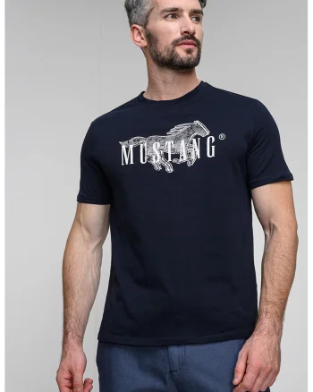 Tricou regular fit cu imprimeu logo pe piept Austin, Albastru ultramarin