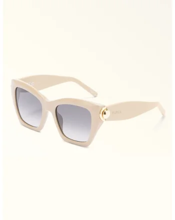 Ochelari de soare cat-eye cu lentile in degrade, Auriu/Crem