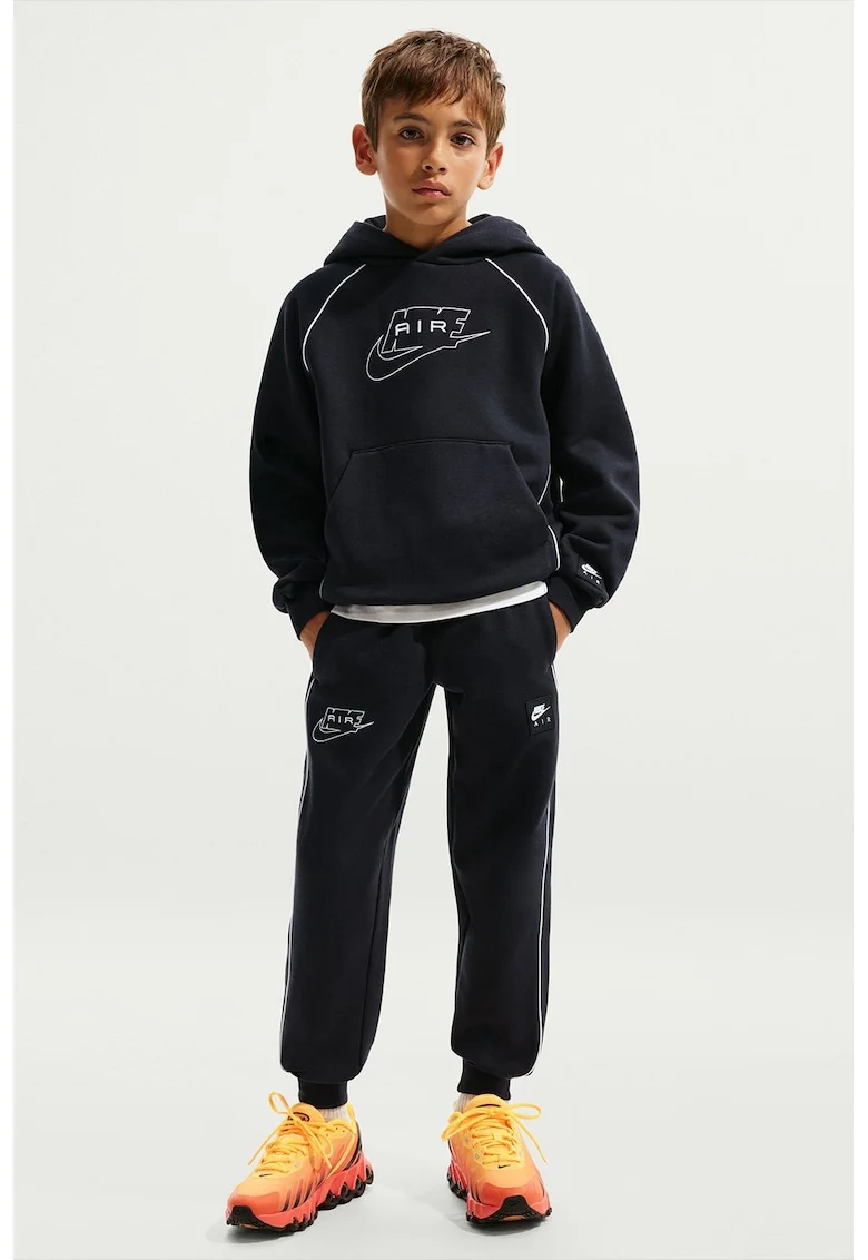Pantaloni de trening regular fit din amestec de bumbac cu logo, Alb/Negru