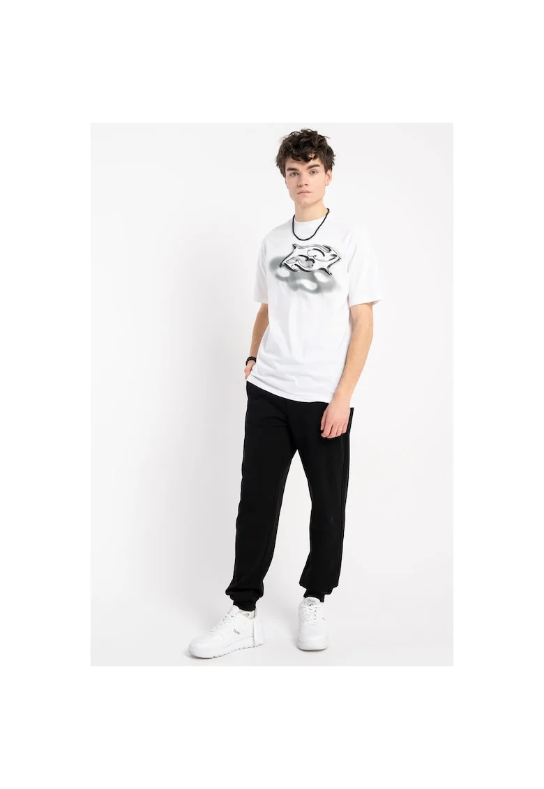 Pantaloni de trening cu buzunare cu fermoar si talie medie