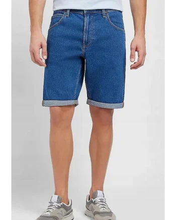 Pantaloni barbati,  blugi scurti, medie, albastru, bumbac,