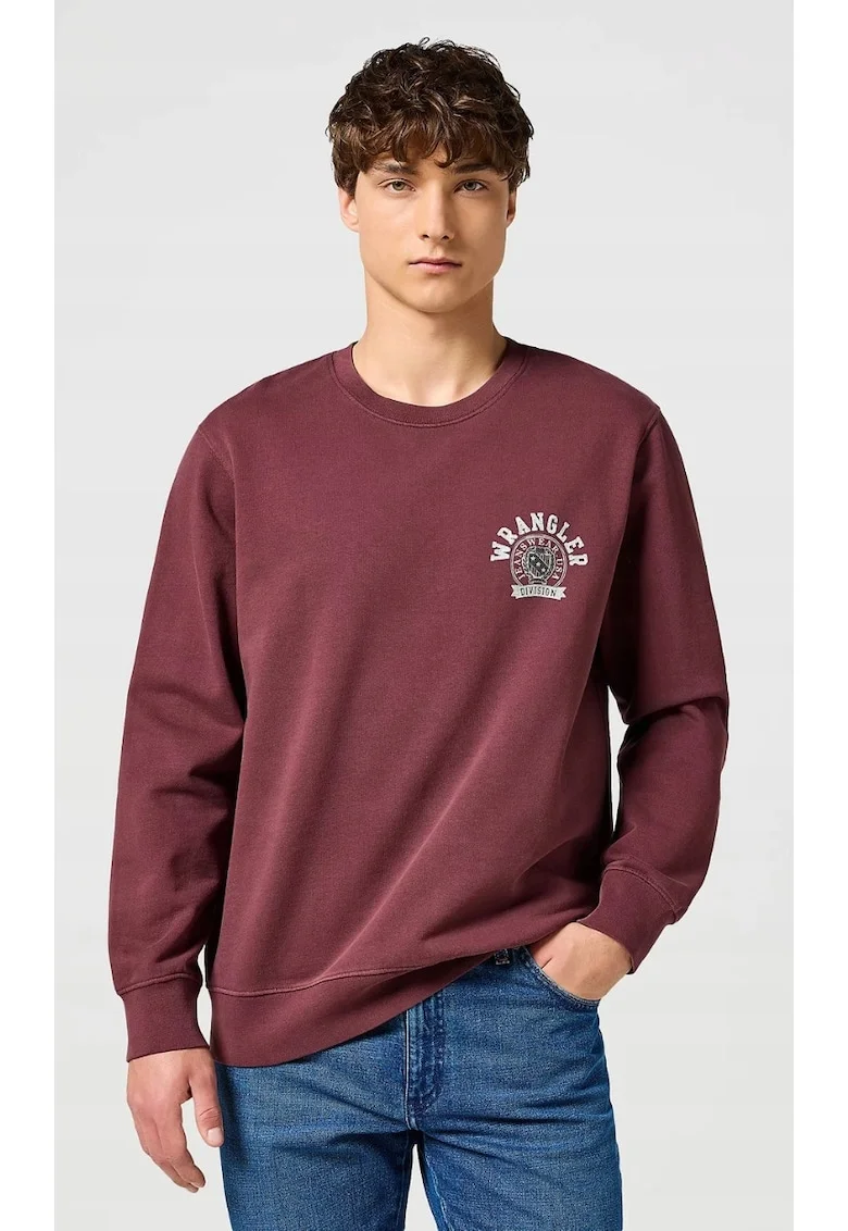 Hanorac barbati,  Crewneck Sweatshirt, pruna, 100% bumbac,