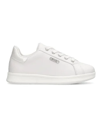 Pantofi sport wedge de piele cu velcro, Alb murdar
