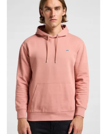 Hanorac  Plain, bumbac 100%, gluga kangur, coral pastel, croiala regular fit