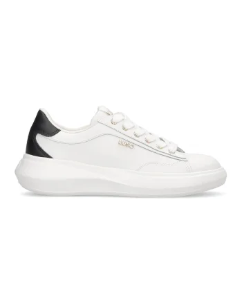Pantofi sport de piele cu talpa plata, Auriu/Alb murdar