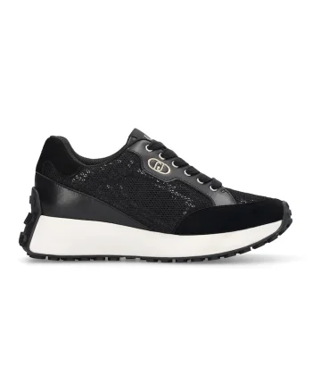 Pantofi sport de piele cu model cu perforatii, Auriu/Negru/Alb murdar