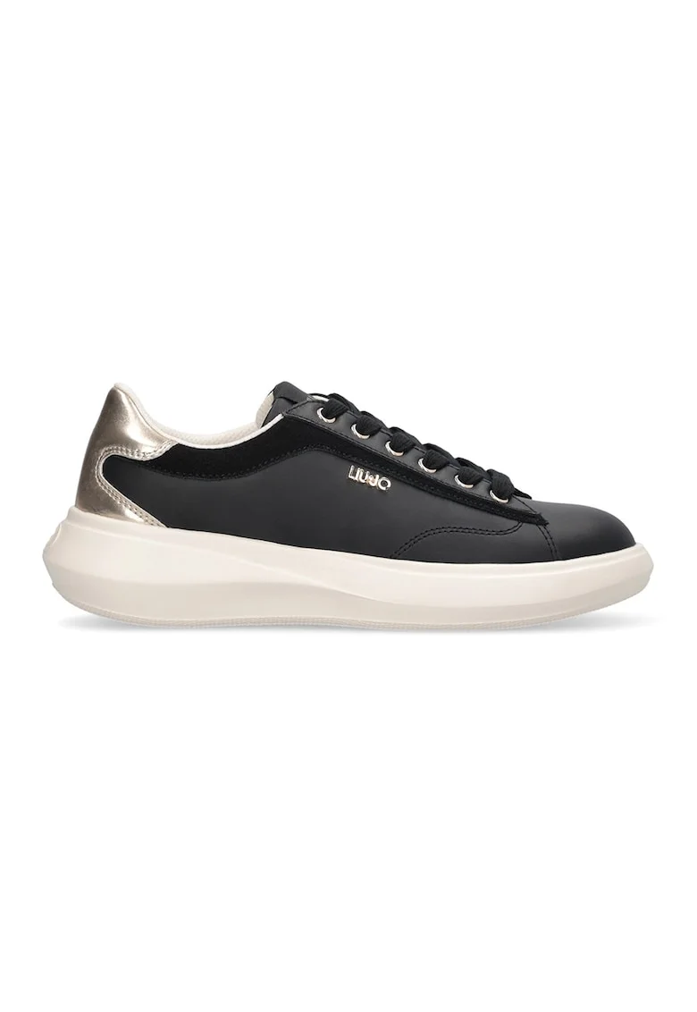 Pantofi sport cu garnituri din piele, Auriu/Negru