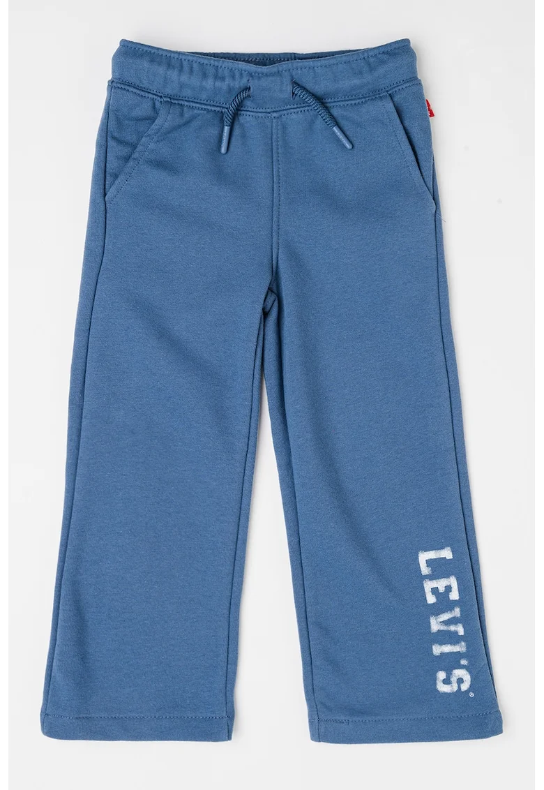 Pantaloni de trening cu croiala ampla si snur de ajustare, Albastru prafuit