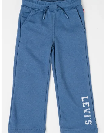 Pantaloni de trening cu croiala ampla si snur de ajustare, Albastru prafuit